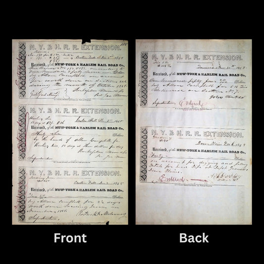 New York & Harlem Railroad Extension Checks - 5x total form 1848