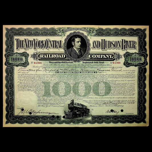 New York Central and Hudson River Railroad Company Bond (with Cornelius Vanderbilt)