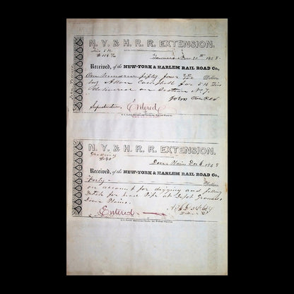 New York & Harlem Railroad Extension Checks - 5x total form 1848