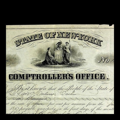 State of New York Stock Certificate from 1867