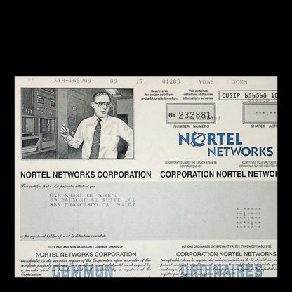 Nortel Networks Corporation Stock Certificate from 2001