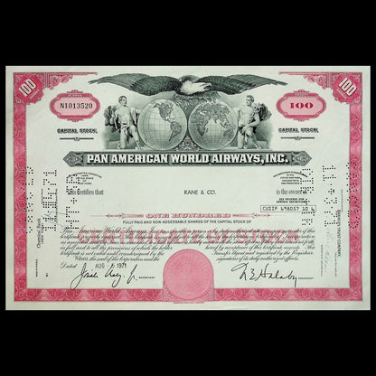 Pan American World Airways Inc Stock Certificate