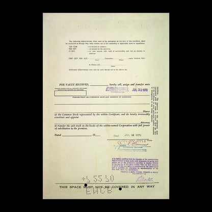 Vogue Instrument Corporation Stock Certificate from 1970s