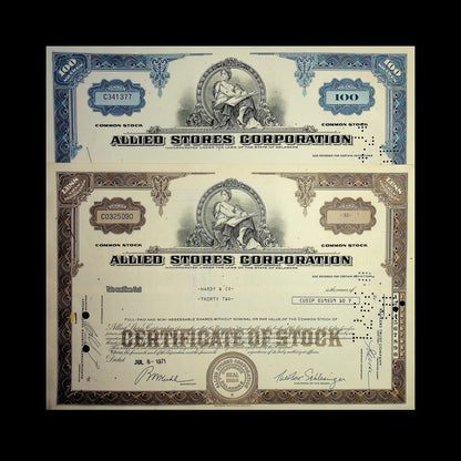 Allied Stores Corp (now Macy's) 1970 Stock Certificate