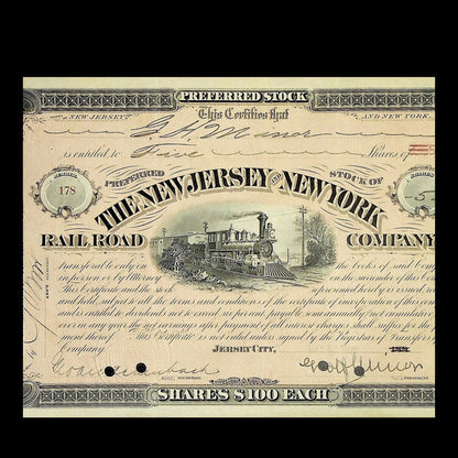 The New Jersey & New York Railroad Company Stock Certificate from 1928