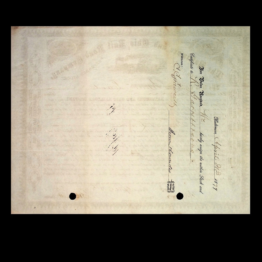 Baltimore & Ohio Railroad Stock Certificate from 1849