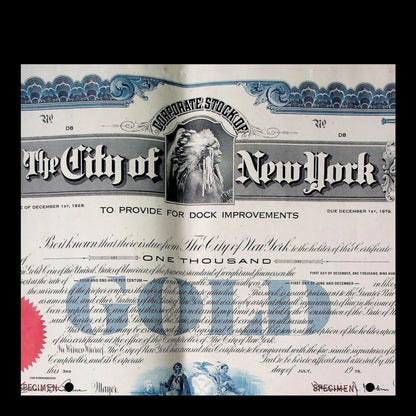 The City of New York Dock Improvement Bond from 1929