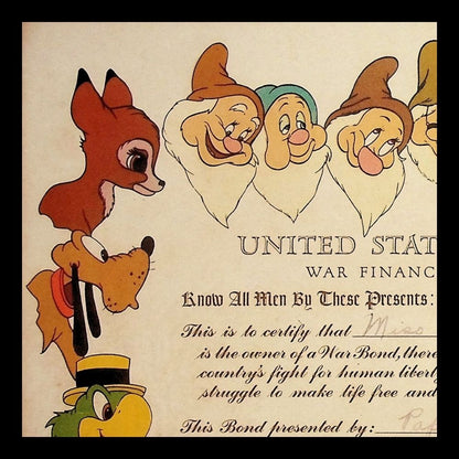 Walt Disney World War 2 US Treasury Bond Certificate from 1945
