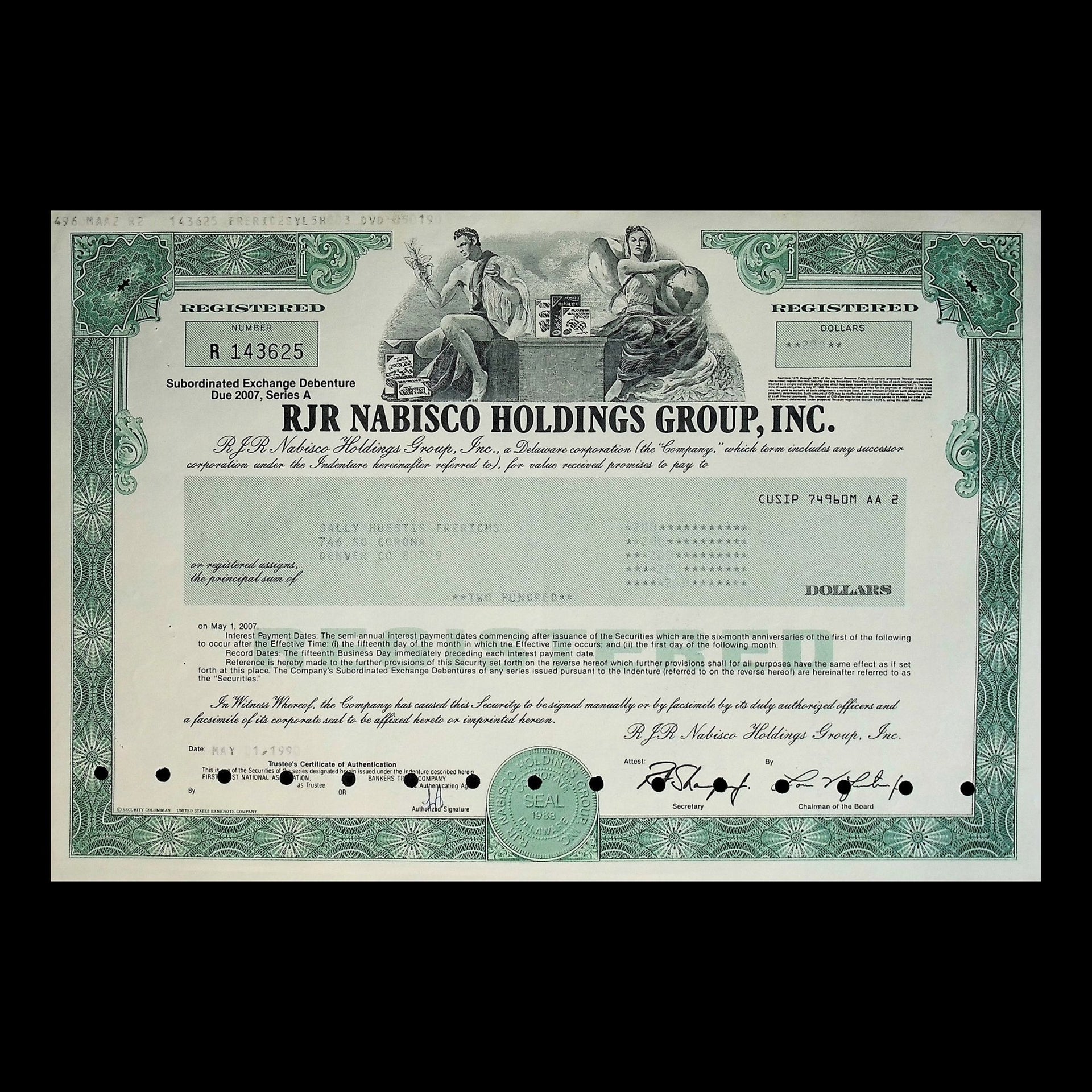 nabisco tobacco RJR Nabisco Holdings, Inc (Tobacco) Stock Certificate from 1990s – Ticker  History