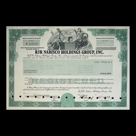 RJR Nabisco Holdings, Inc (Tobacco) Stock Certificate from 1990s