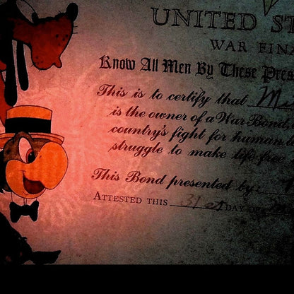 Walt Disney World War 2 US Treasury Bond Certificate from 1945