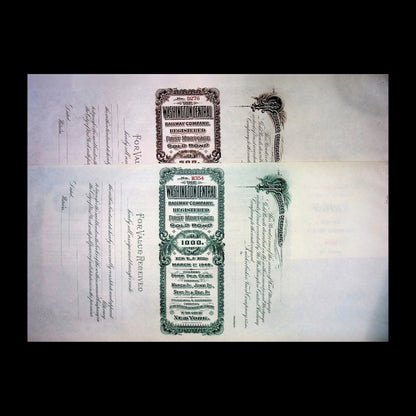 Washington Central Railway Company Unissued Gold Bond Certificate from 1900