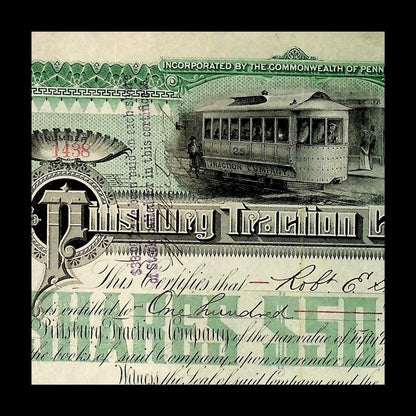 Pittsburgh Traction Company Stock Certificate from 1895