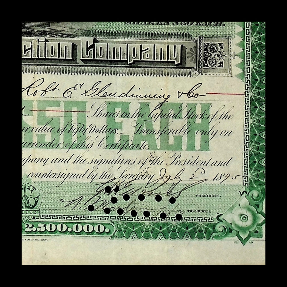 Pittsburgh Traction Company Stock Certificate from 1895