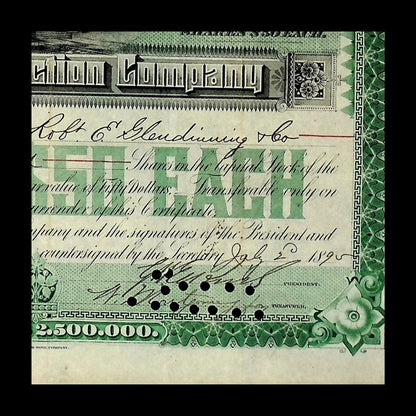 Pittsburgh Traction Company Stock Certificate from 1895