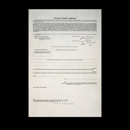 The Walt Disney Company Stock Certificates from 90s to 2000s ft Mickey Mouse and friends