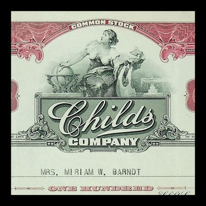 Childs Company Stock Certificate from 1940s