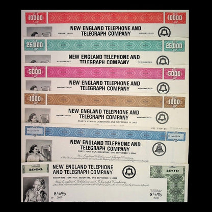 New England Telephone and Telegraph Company Stock Certificate from 1970s – Multi-Color