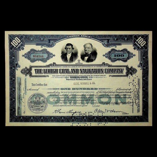 The Lehigh Coal and Navigation Company Stock Certificate 1940s/1950s