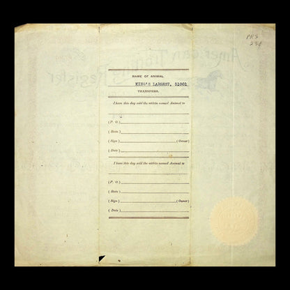 American Trotting Register Official Certificate from 1909