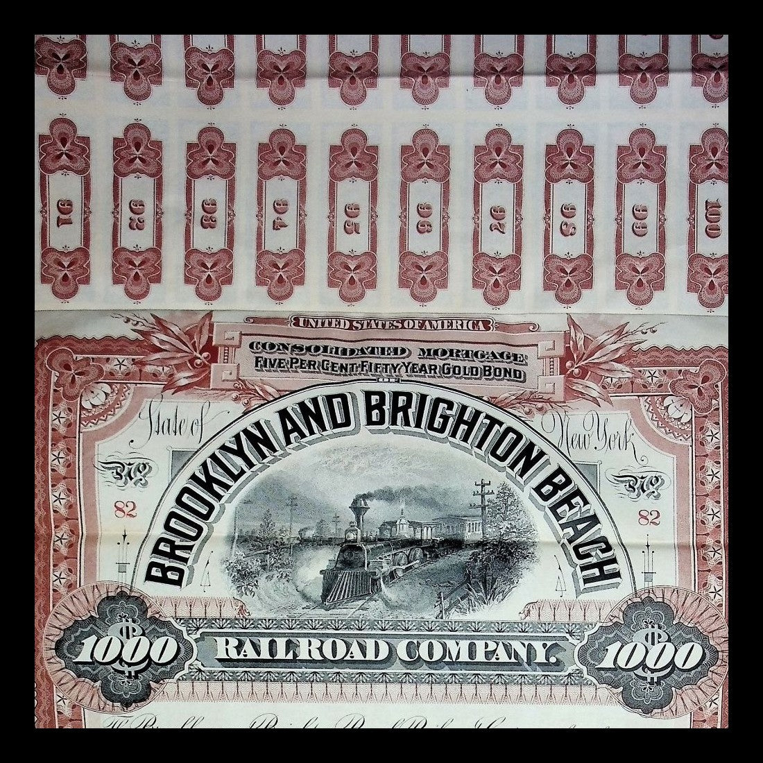 Brooklyn and Brighton Beach Railroad Company Bond 1896