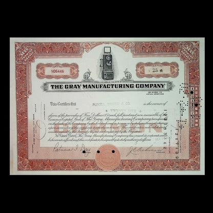 Gray Manufacturing Stock Certificate from 1950s / 1960s