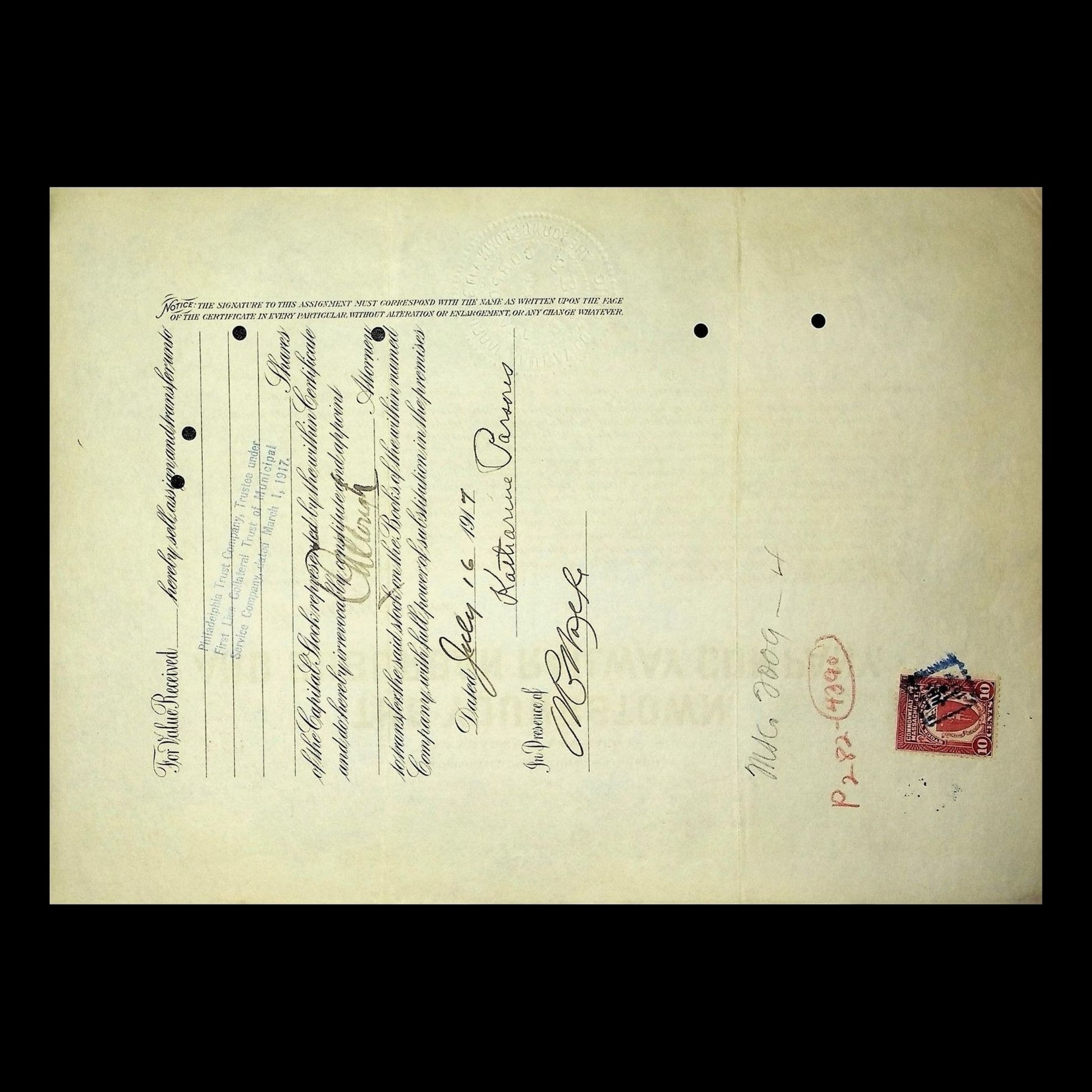 Youngstown and Suburban Railway Company Stock Certificate from 1915