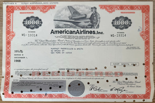 American Airlines Bond Certificate