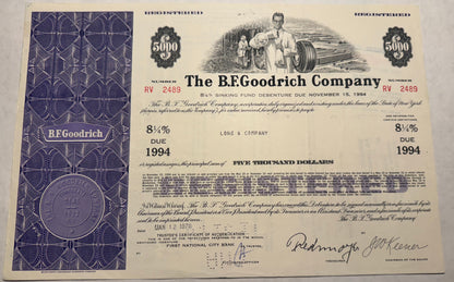 BF Goodrich Bond Certificate - Tire Company