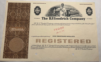 BF Goodrich Bond Certificate - Tire Company