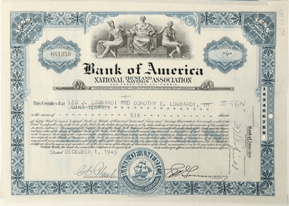 Bank of America Stock Certificate from 1950/60s