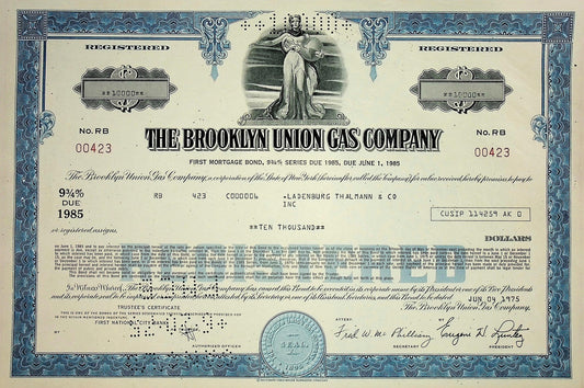 Brooklyn Union Gas Company (now NationalGrid) Bond Certificate