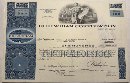 Dillingham Corporation (Hawaii) Stock Certificate