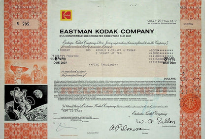 Eastman Kodak Company Bond Certificate 1980 (with astronaut filming)