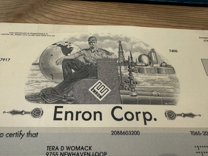 Enron Corp Stock Certificate from 2002 (Rare & original)