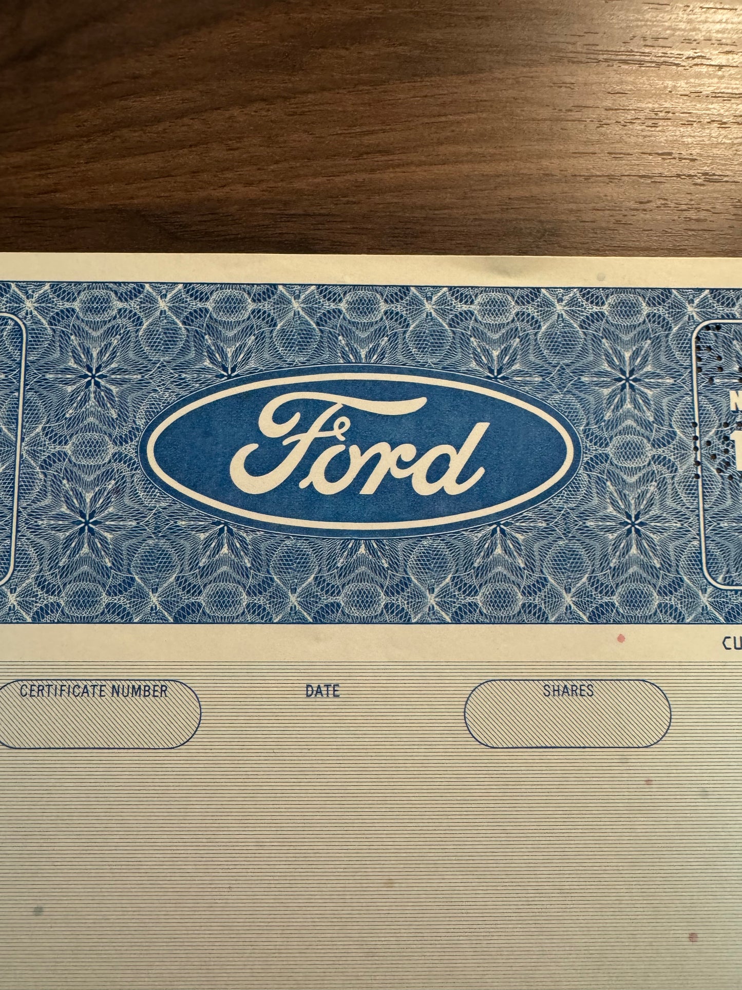 Ford Motor Company Stock Certificate (rare specimen)