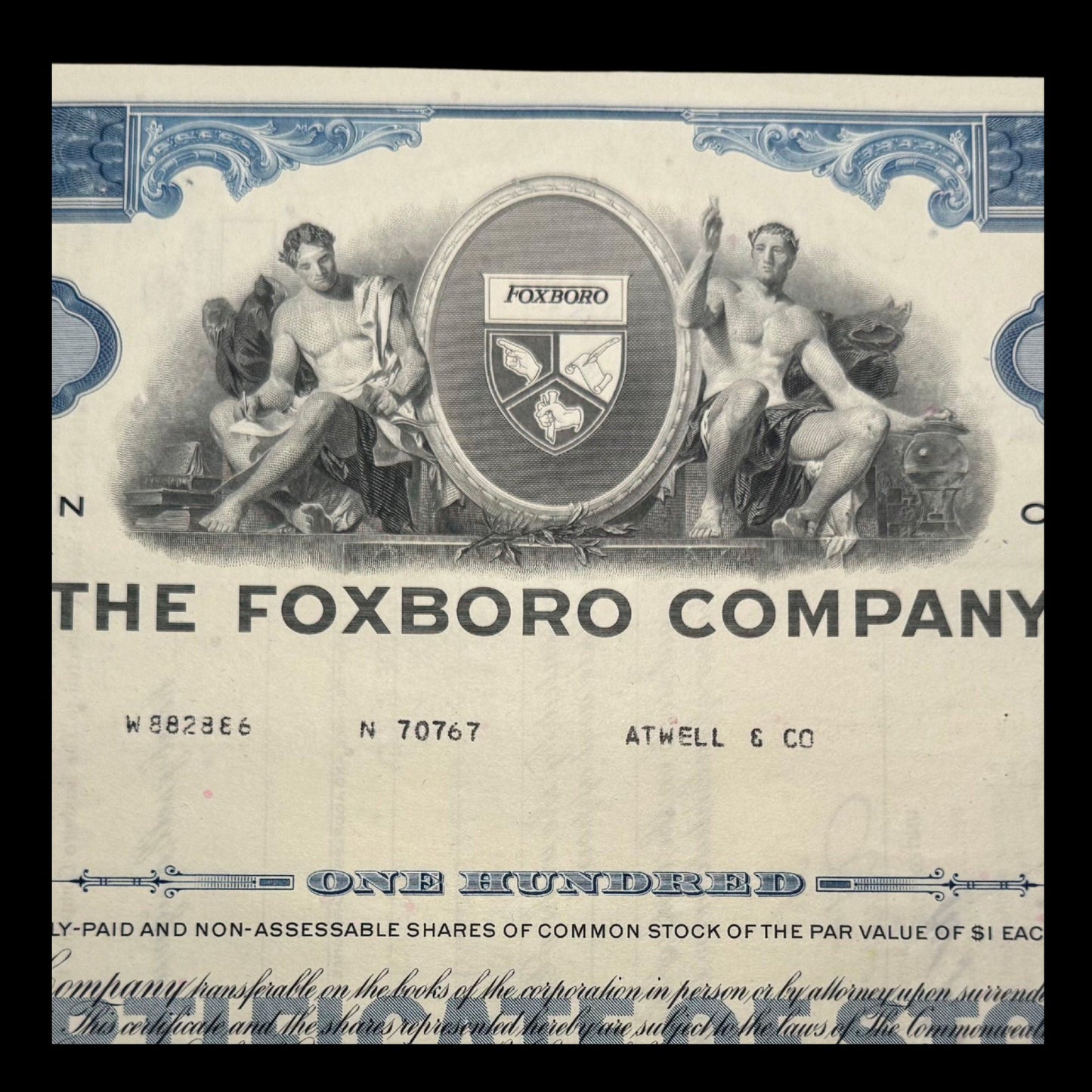 The Foxboro Company Stock Certificate - Massachusetts 1960s-70s