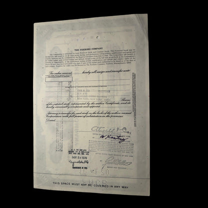 The Foxboro Company Stock Certificate - Massachusetts 1960s-70s