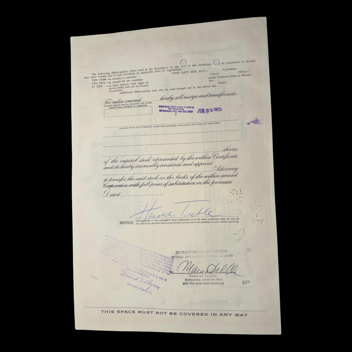 Howard Johnson (now Wyndham Hotels) Stock Certificate