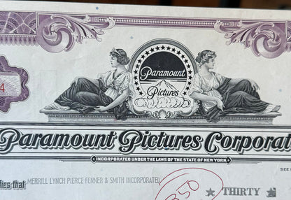 Paramount Pictures Stock Certificate