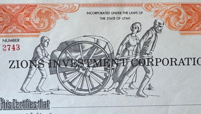 Zions Investment Corporation Stock Certificate (now Zions Bancorporation)