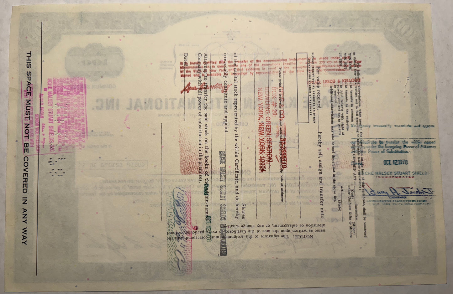 Lazare Kaplan International Inc Stock Certificate