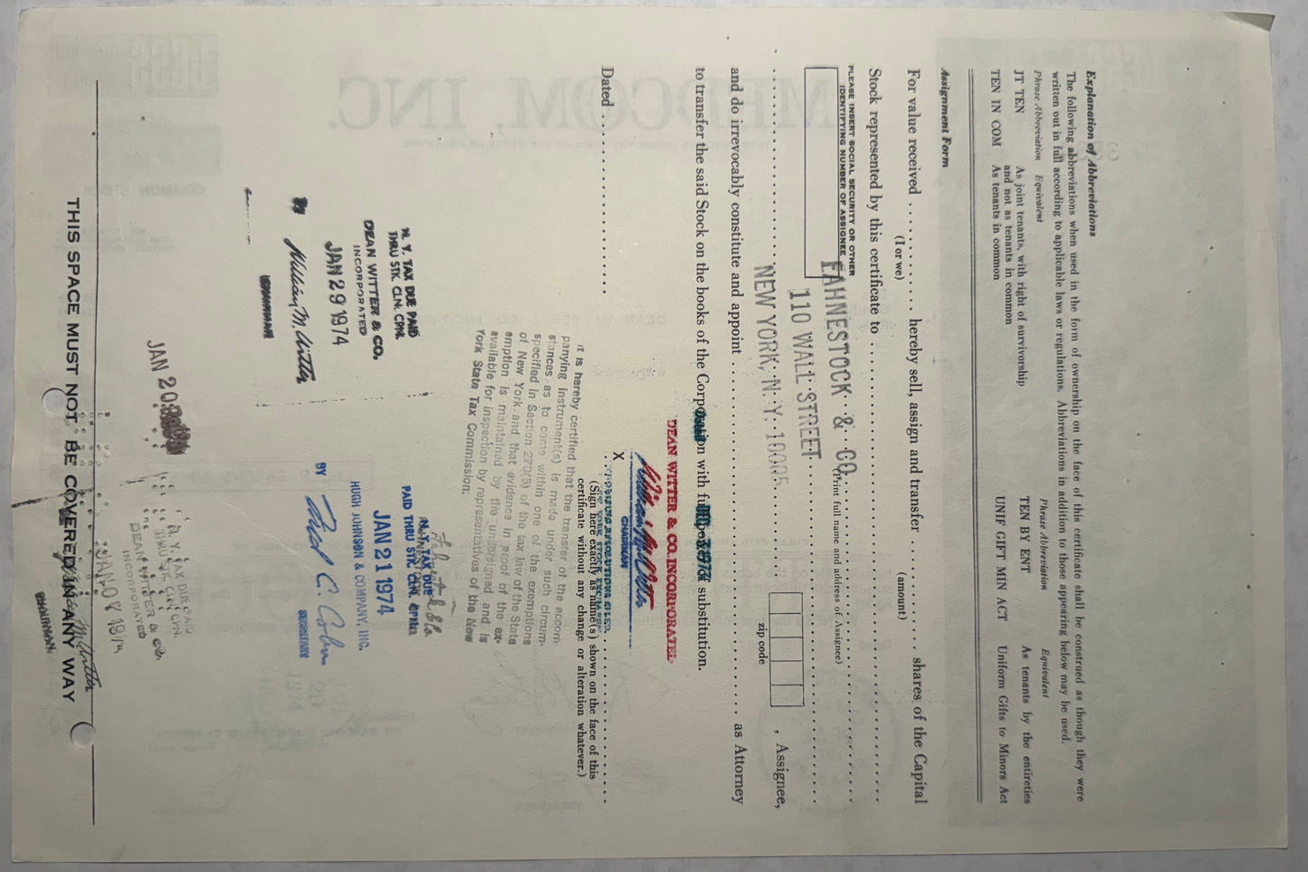 Medcom Inc (now Baxter) Stock Certificate