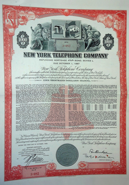 New York Telephone Company Bond Certificate