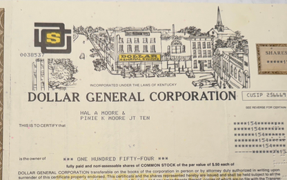 Dollar General (with store drawing) Stock Certificate