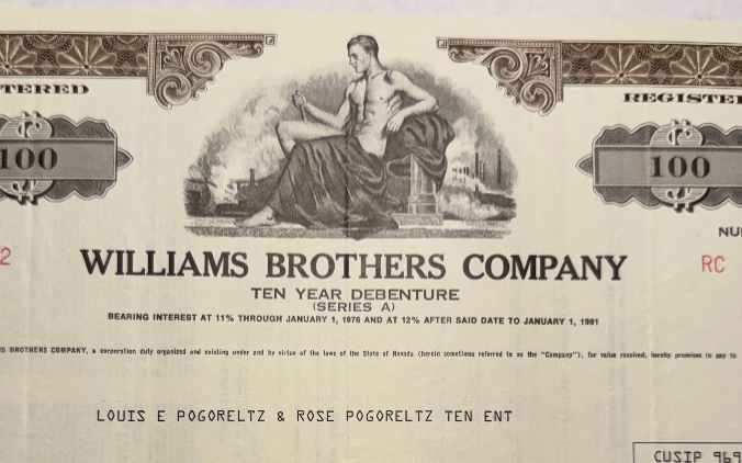 Williams Brothers Company (reduced by Buffet) Bond Certificate