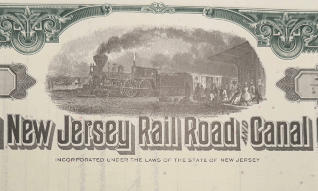 United New Jersey Rail Road and Canal Company (Now NJ Transit) Stock Certificate