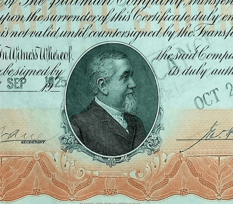 The Pullman Company Stock Certificate from 1925 (Luxury Train Cars)