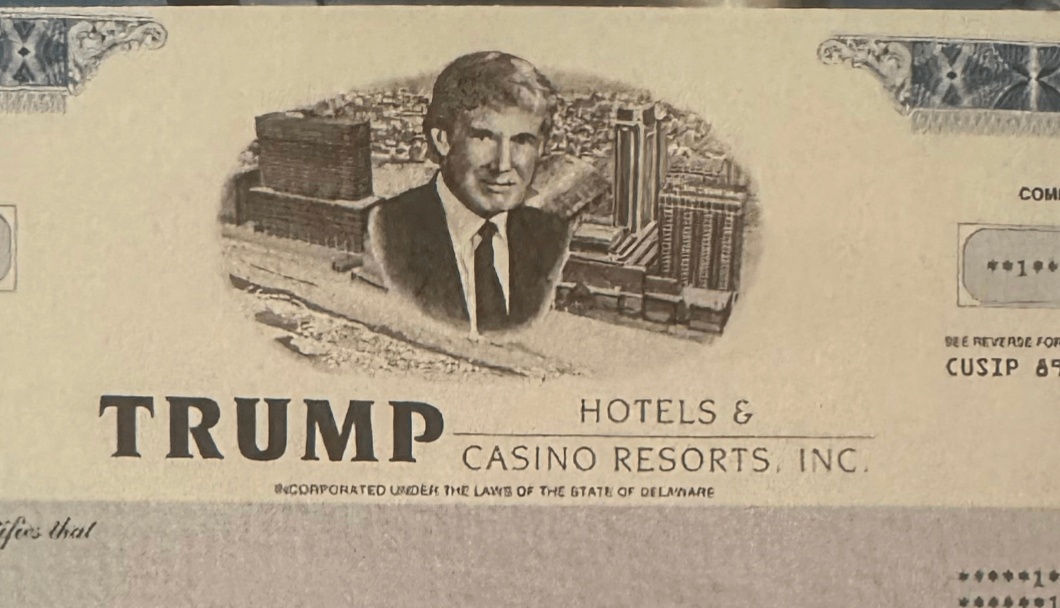 Trump Hotels & Casino Resorts Inc (2004) Stock Certificate Postcard