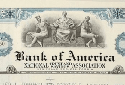 Bank of America Stock Certificate from 1950/60s